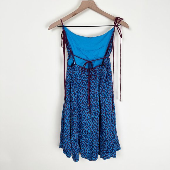 Free People Kai Mini Dress Print Tie Strap Low Back Backless Sundress Summer Sun - Picture 11 of 12